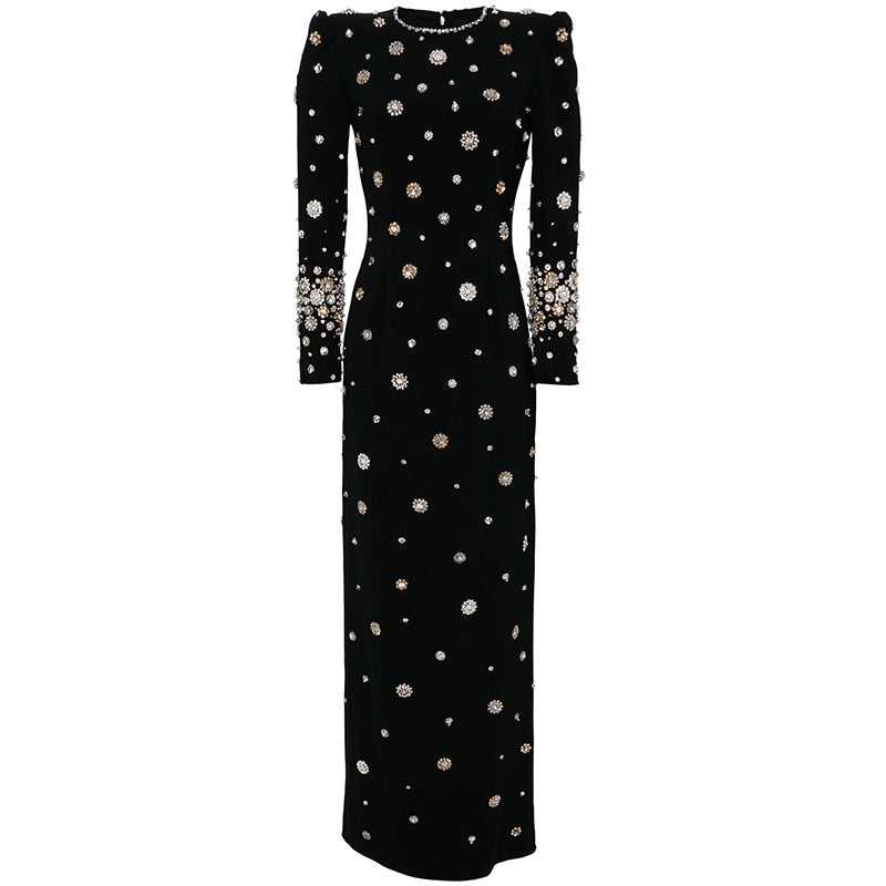 Fashion Bead Diamond Slim Long Formal Dress