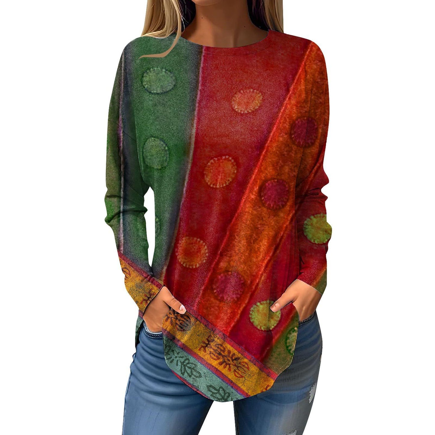 Crafts Summer Hem Arc Loose Long Blouses
