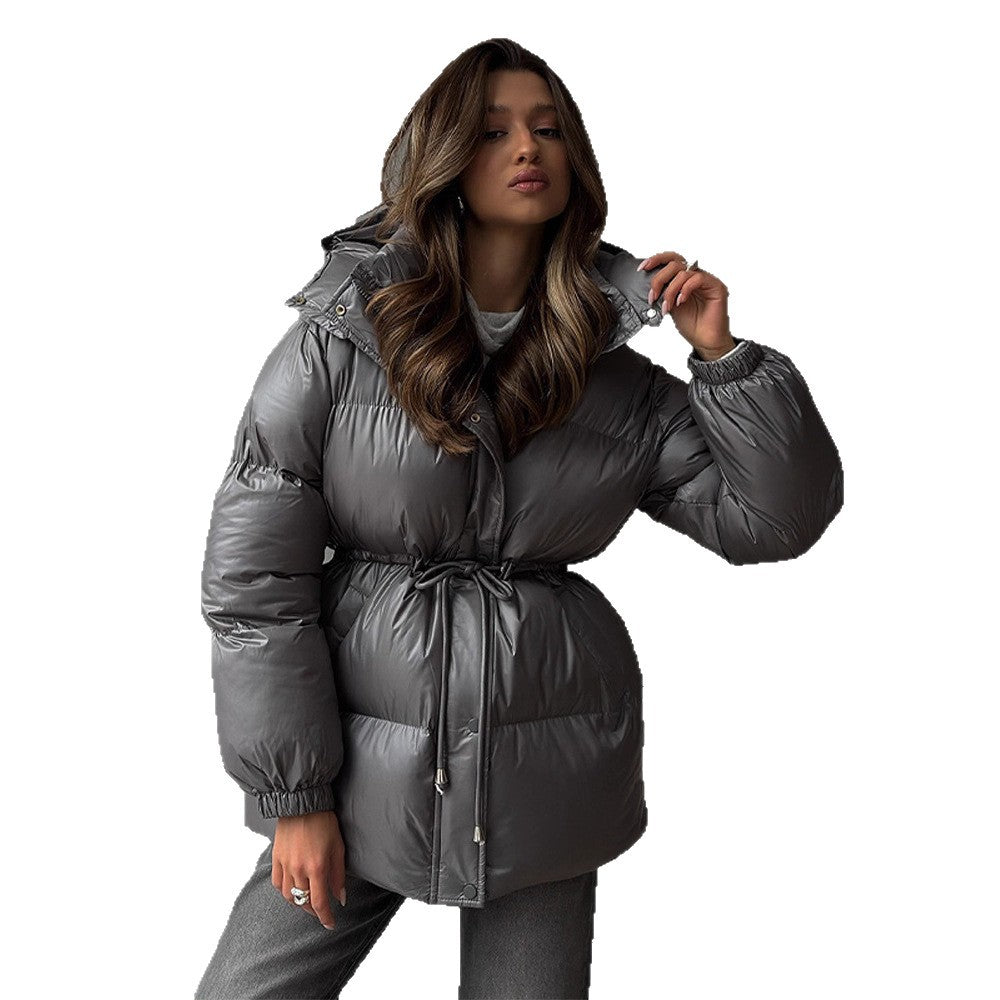Comfortable Warm Stand Collar Drawstring Cotton Coats