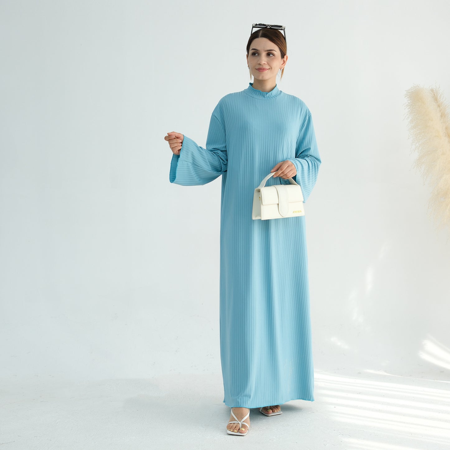 Turkey Multicolor Stand Collar Dress Robe Dresses