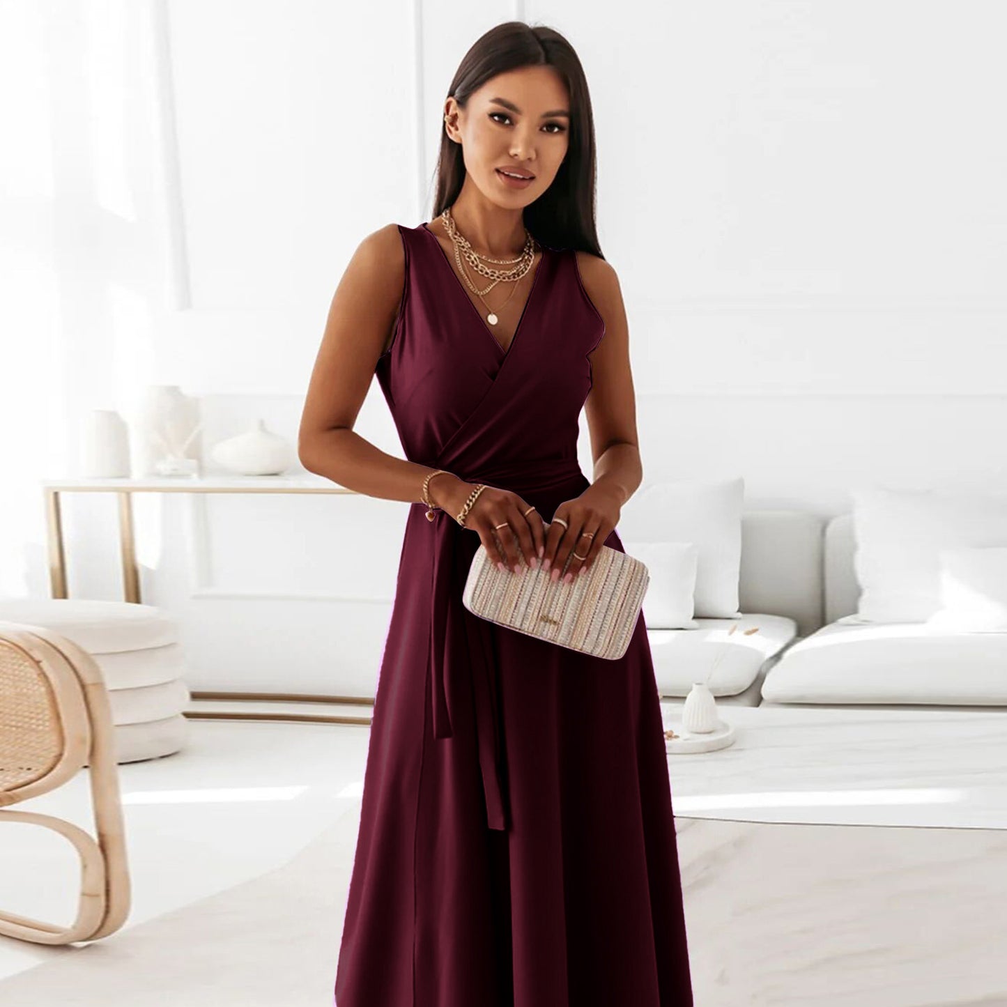 Women's Summer Tied Temperament Banquet Long Dress