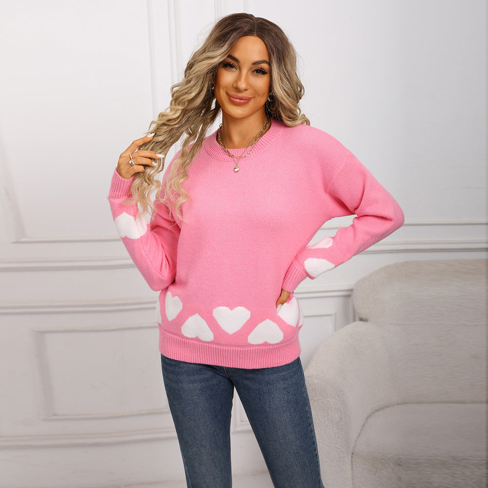 Women's Winter Love Heart Long Sleeve Sweater