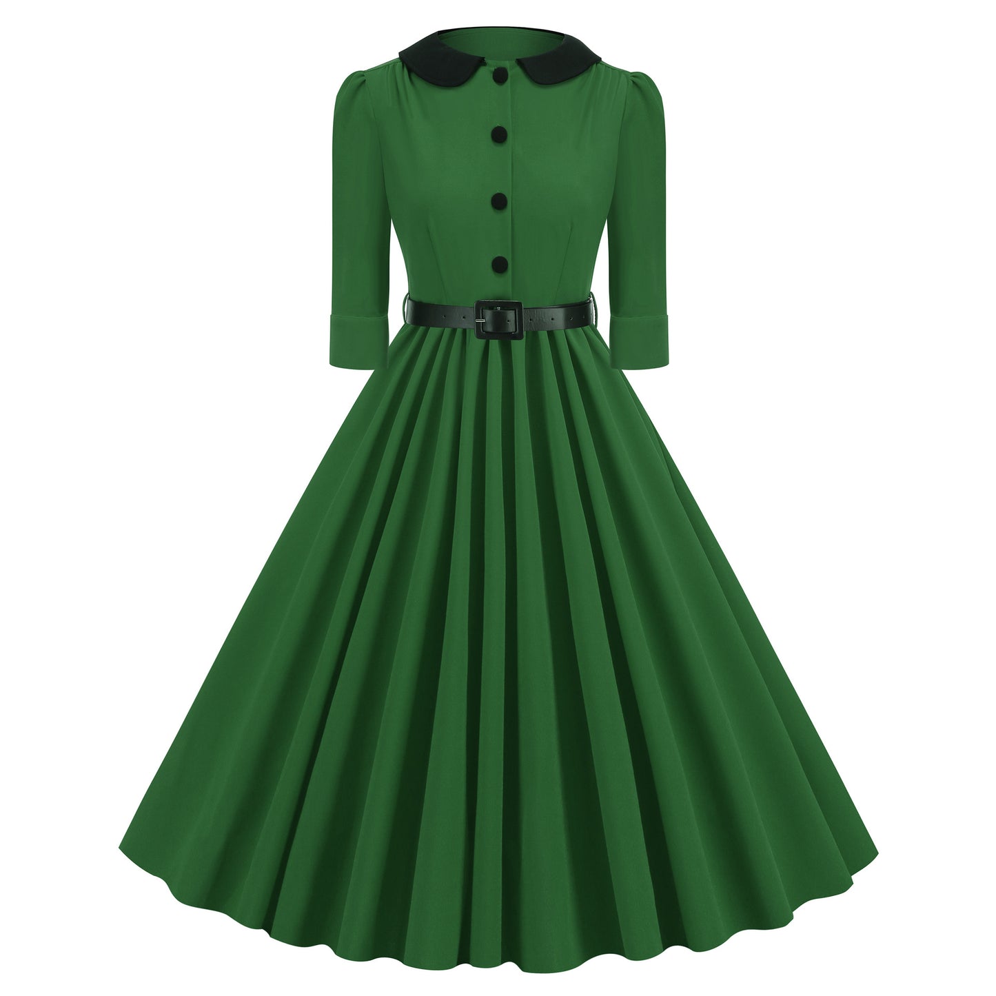 Women's Retro Dress Half Sleeve Doll Collar Slimming Hepburn Dresses