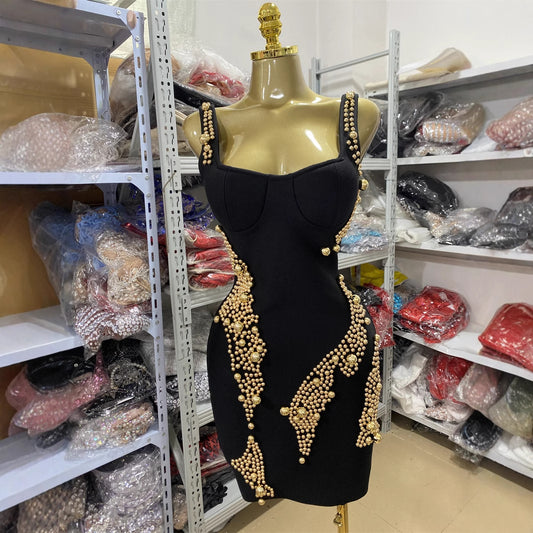 Slim Fit Rhinestone Stretch Bandage One-piece Dresses