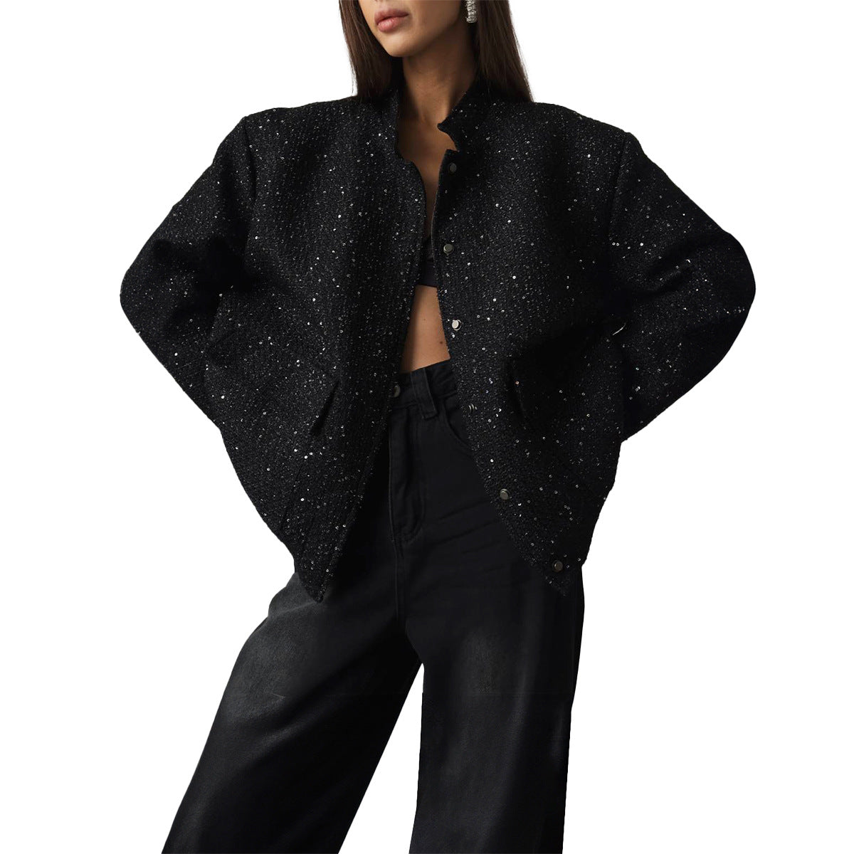 Gold Silk Sequin Female Fashionable Sequins Jackets