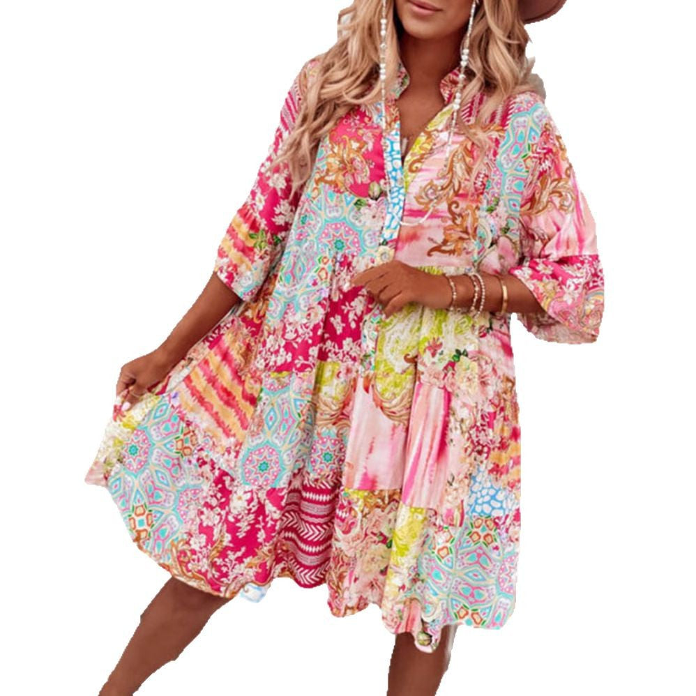 Slouchy Beautiful Women's Summer Temperament Printed Clothing