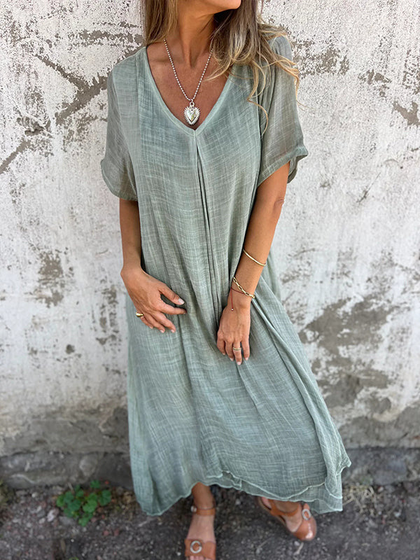 Comfortable Charming Fashion Cotton Linen Collar Dress
