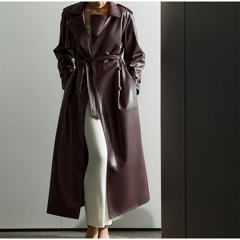 Women's Style High-grade Sheepskin Leather Long Winter Coats