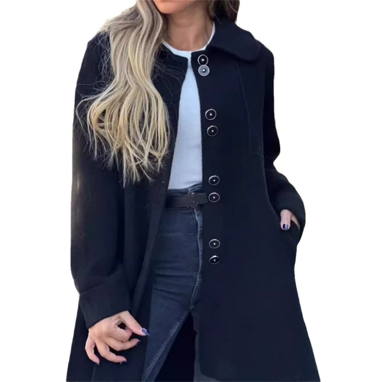 Beautiful Slouchy Woolen Polar Fleece Single-breasted Coats
