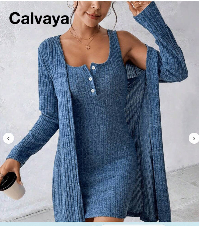Women's Dress Two-piece Sexy Slim Fit Solid Color Rib Fashion Casual Suit