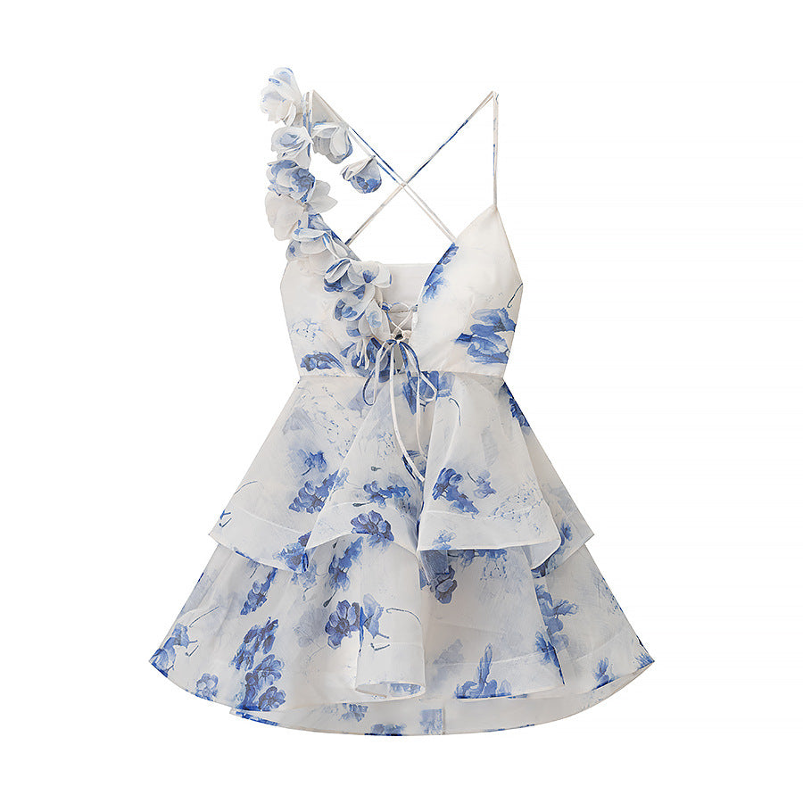 Women's Summer Halter Backless Flower Dress Dresses