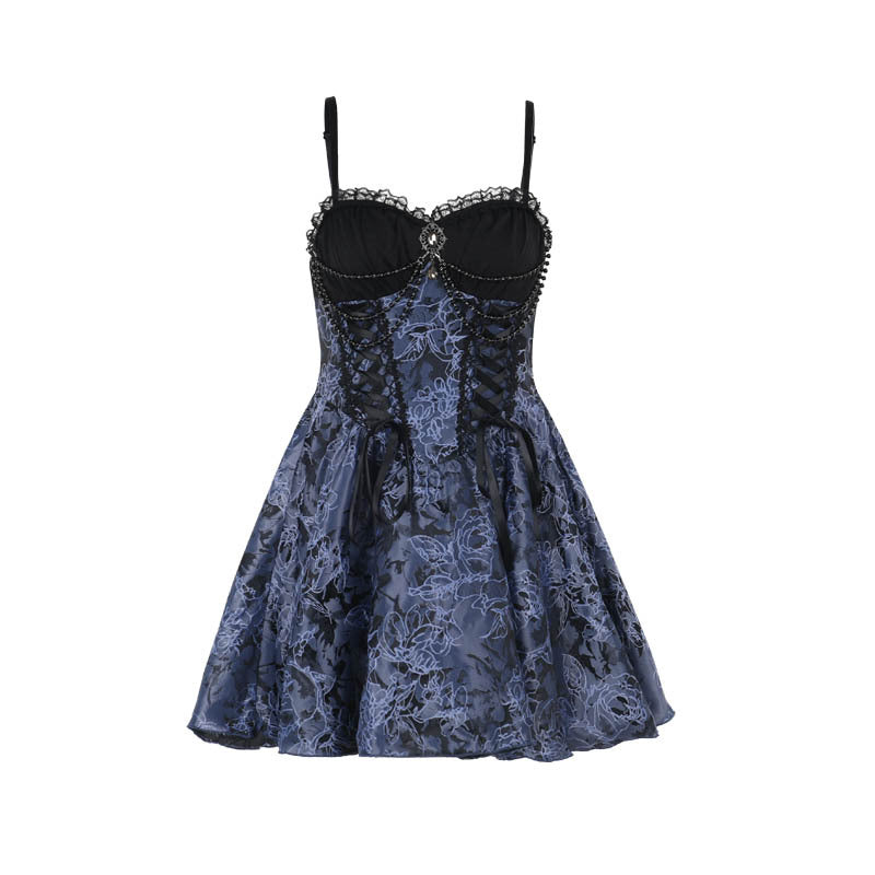 Women's Autumn Halloween Dark Style Sexy Two-color Jacquard Dresses