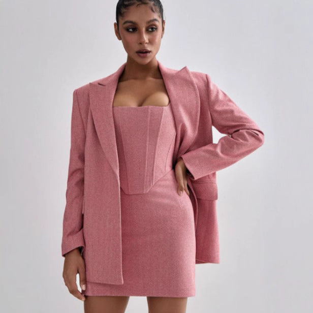 Women's Elegant High-grade Waist Fishbone Suspender Three-piece Suits