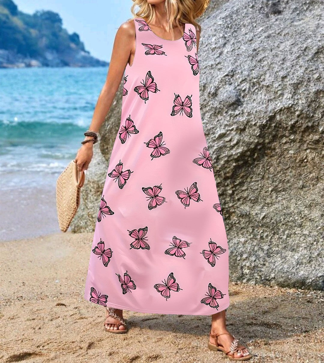 Elegant Women's Sleeveless Casual Bohemian Printed Dress