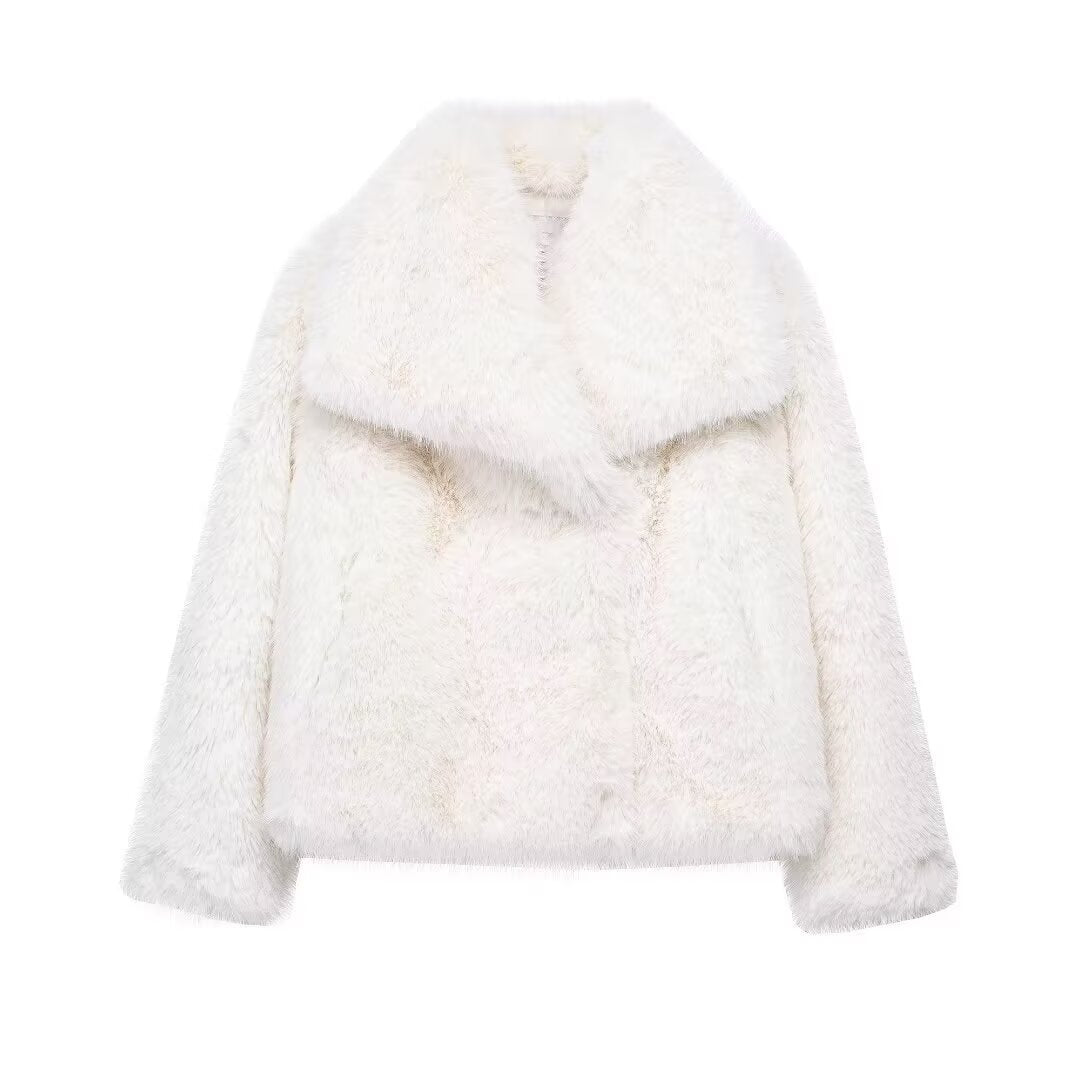 Women's Thick Lamb Wool Black Winter Furry Coats
