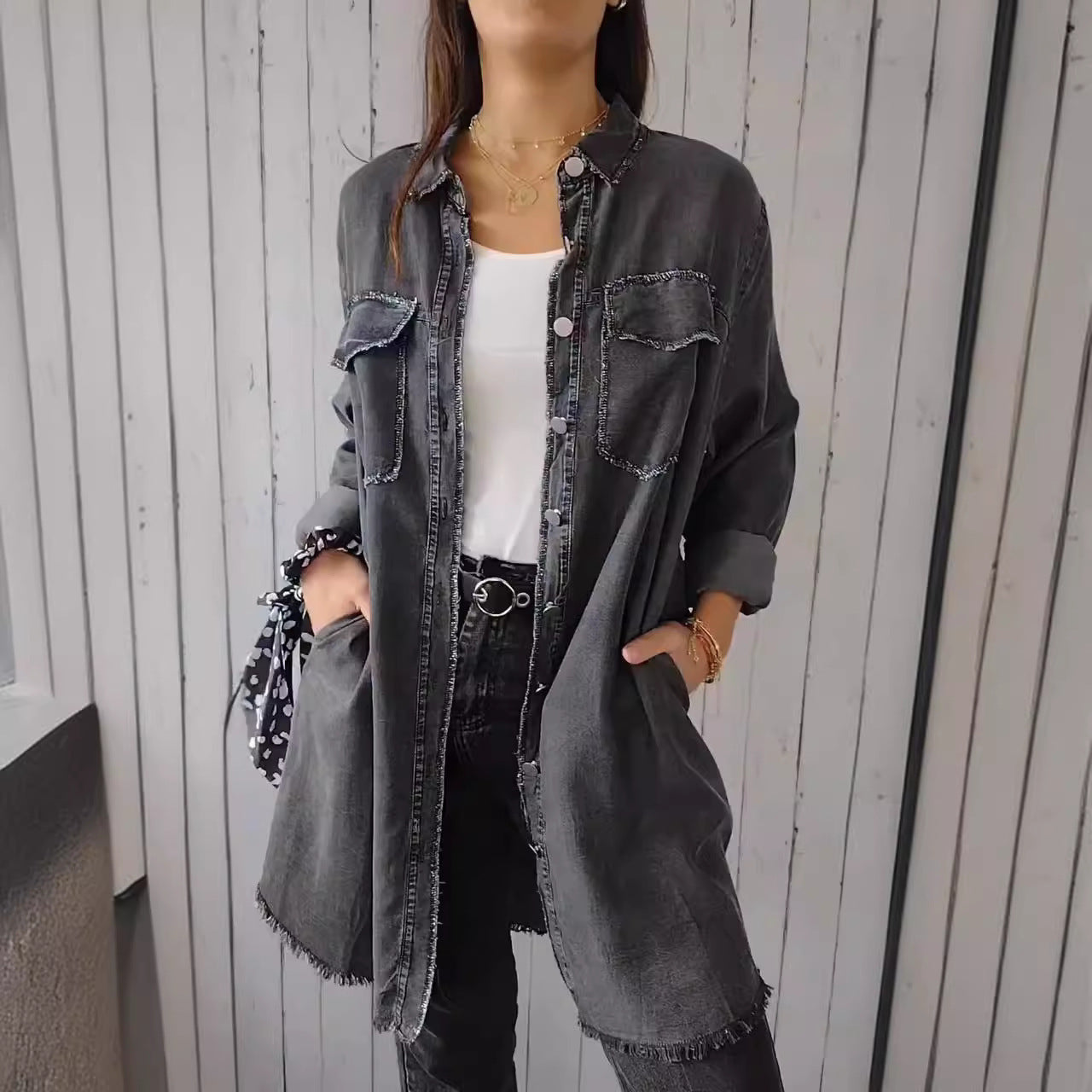 Women's Street Style Autumn Fashion Loose Lapels Jackets