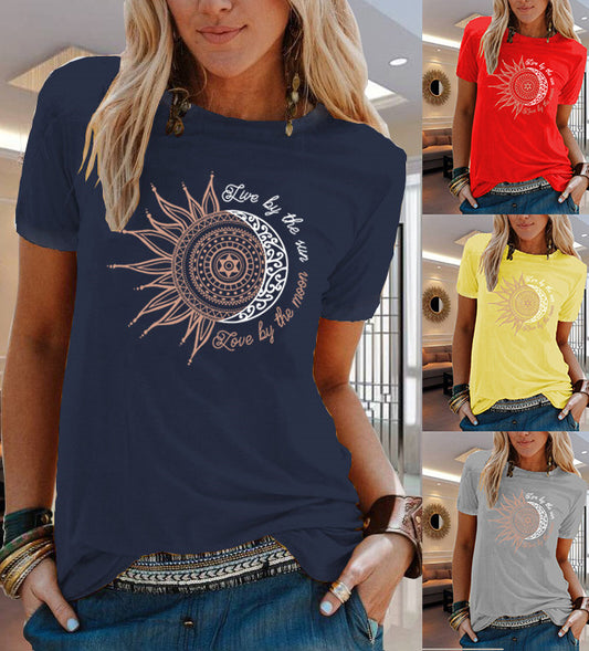 Women's Animal Flowers Print Printed Short-sleeved T-shirt Blouses