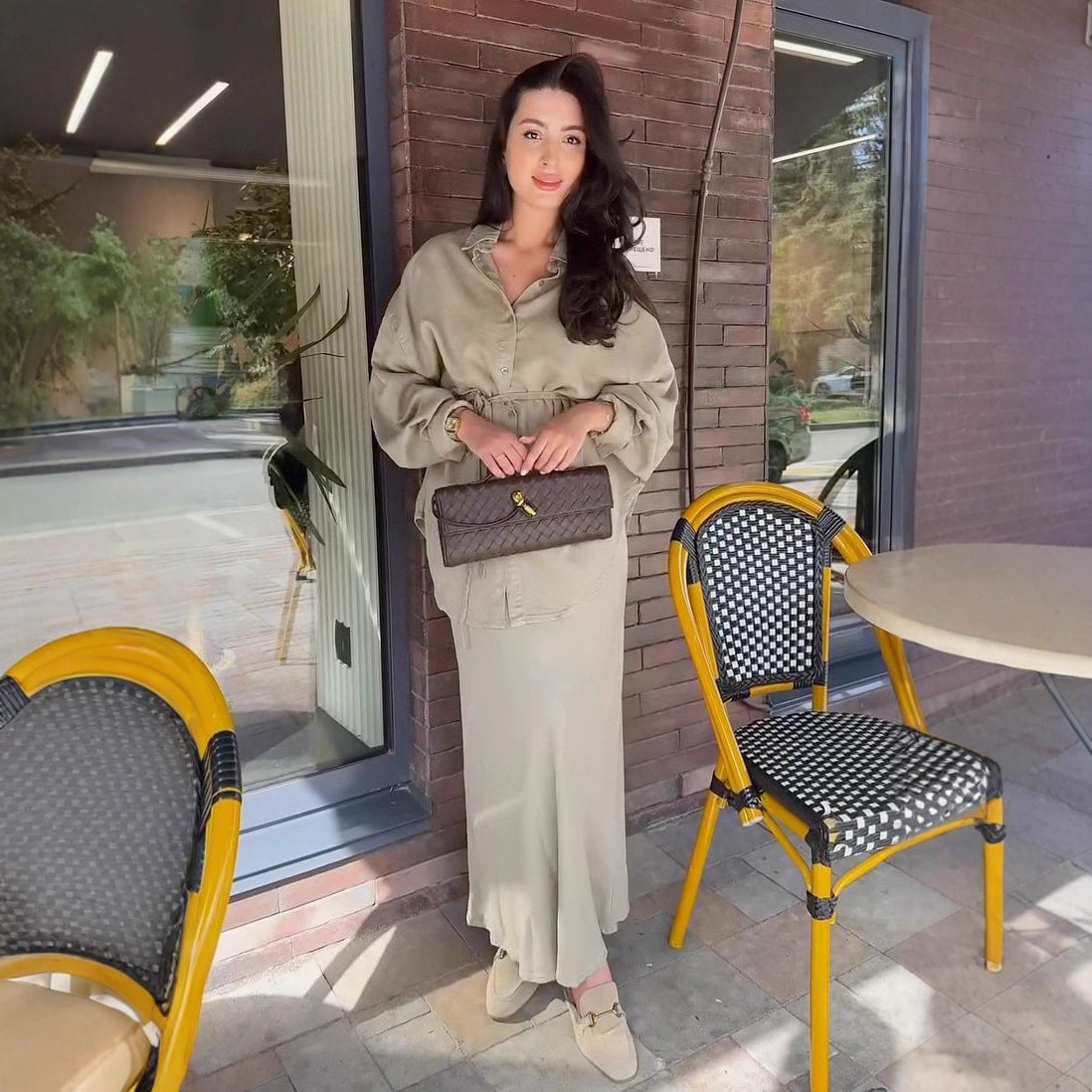 Women's Graceful Fashionable Shirt Strap Baggy Denim Coats