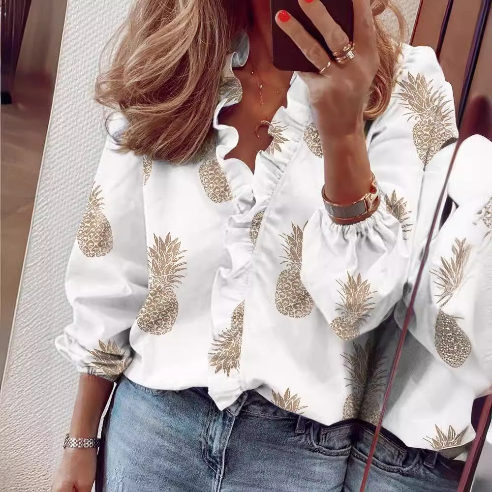 Women's Classy Comfortable Long Sleeve Ruffle Blouses
