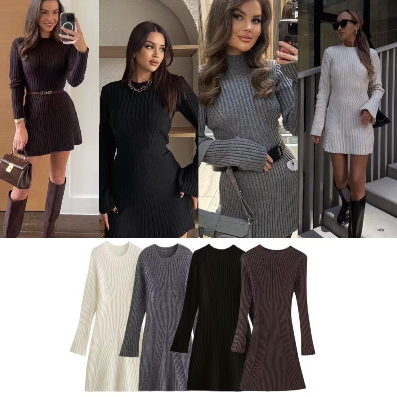 Women's Casual Fashion Thread Knitted Dress Dresses