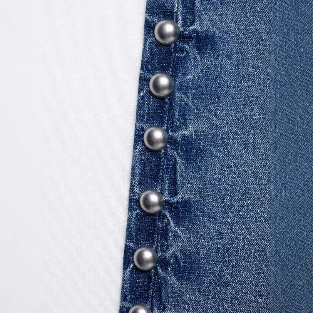 Women's Summer Decorative Rivets Denim Trousers Jeans