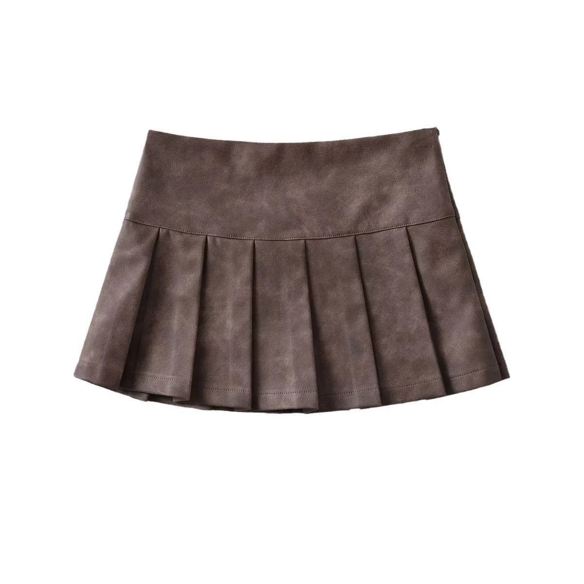 Women's Hot Retro Waist Distressed Leather Pleated Skirts