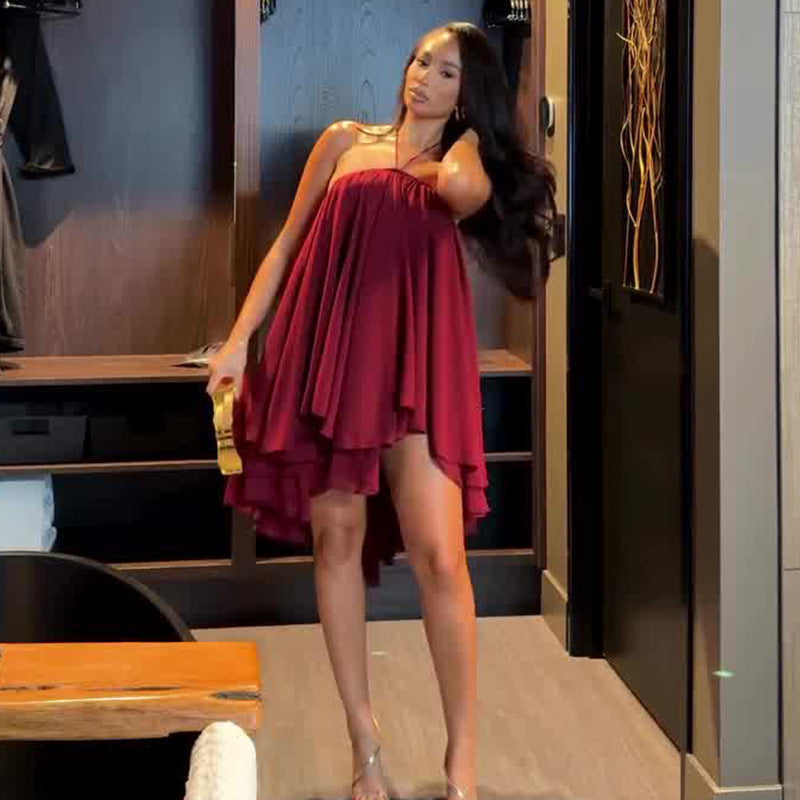 Women's Summer Halter Backless Loose Vacation Style Dresses