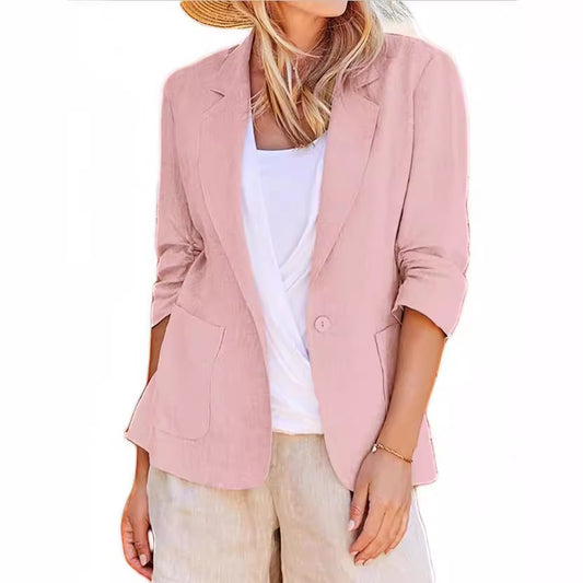Women's Summer Temperament Sleeve Solid Color Collar Blazers