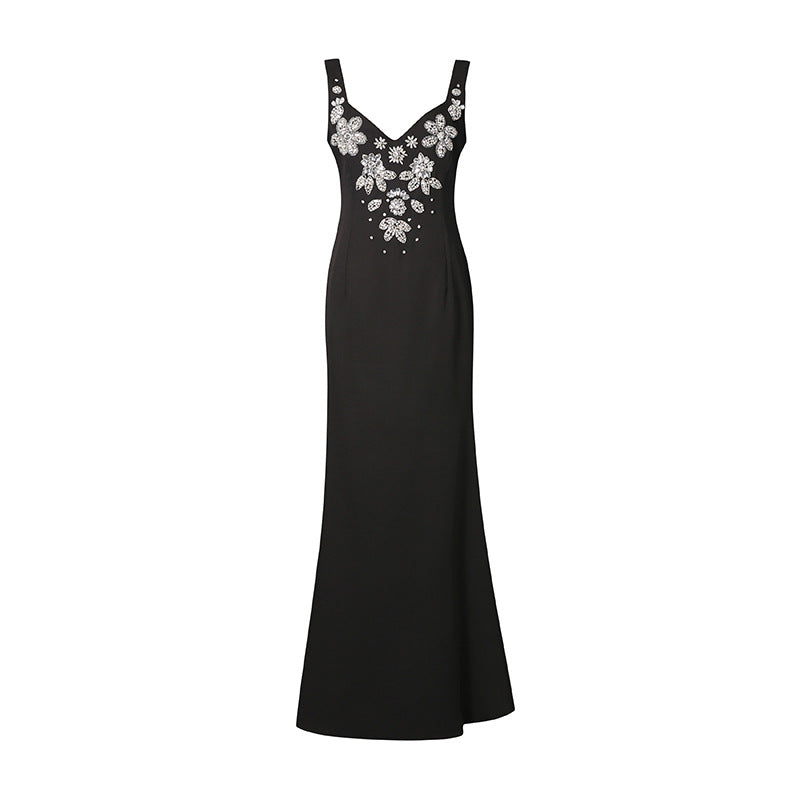 Sier Diamond Flower Slim Fit Patchwork Dresses