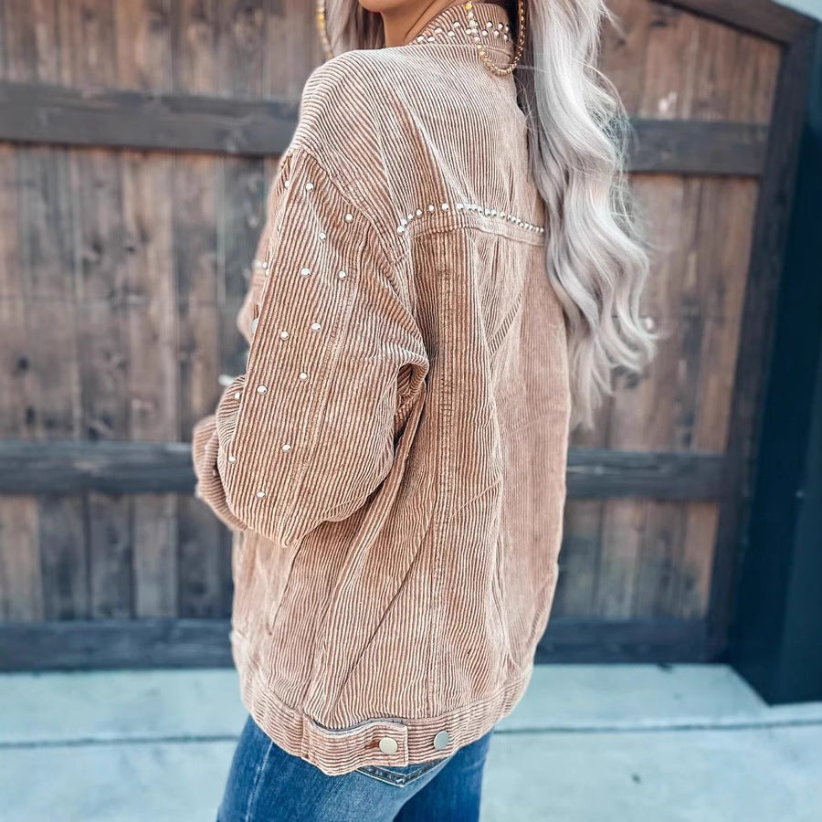 Versatile Stylish Rivet Casual Fashion Corduroy Coats