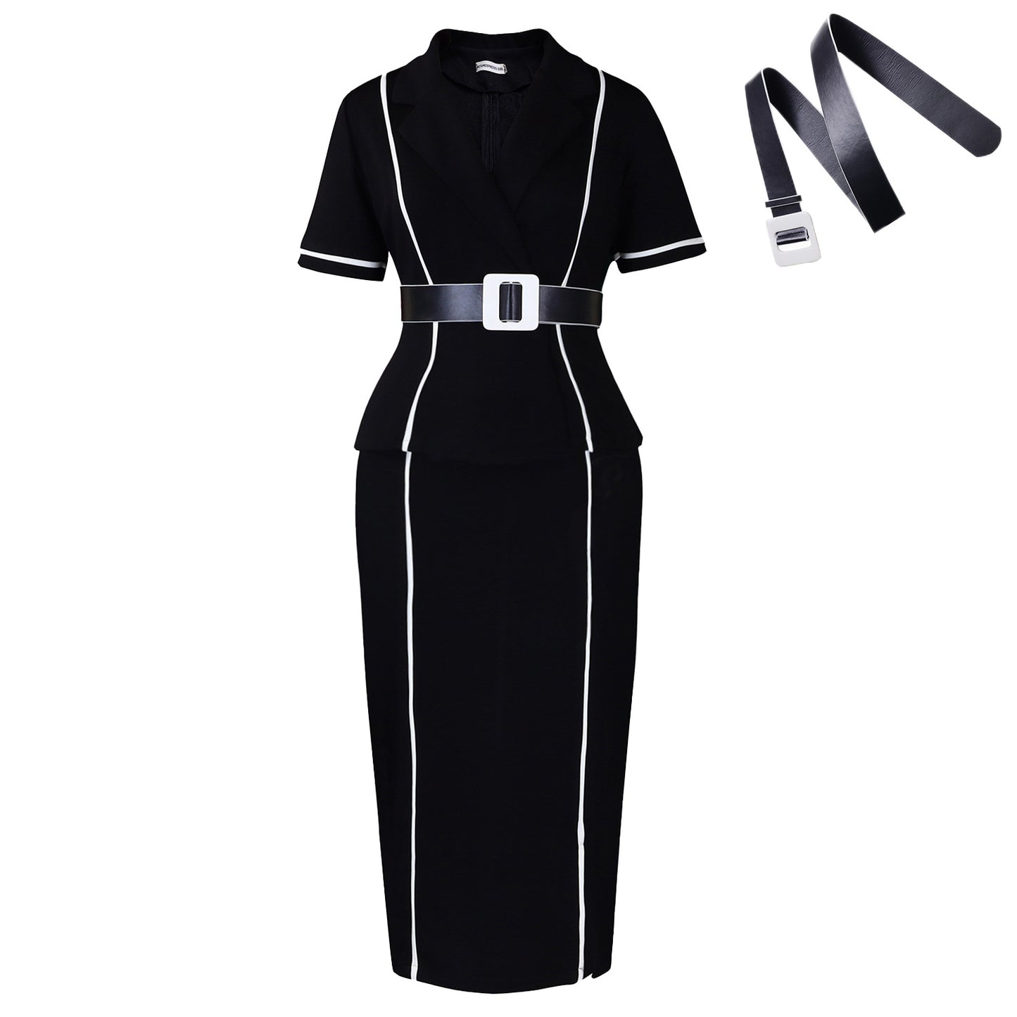 Women's Fashion Sleeve Collar High Waist Ruffles Dress