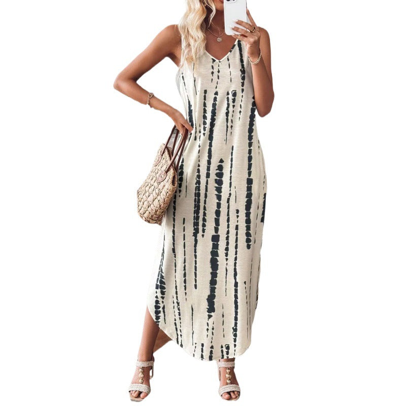 Cool Versatile Durable Printed Sleeveless Split Dress