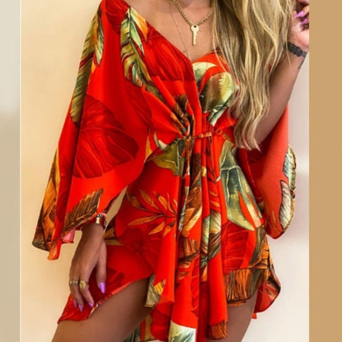 Autumn Sexy Irregular Batwing Sleeve Dress Dresses