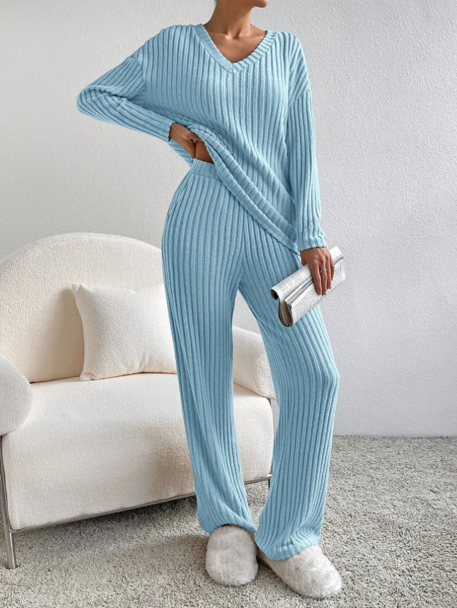 Women's Two-piece Autumn Straight Loose Temperament Sunken Stripe Fashion Casual Suit