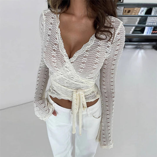 Women's Loose Outer Wear Hollow Sexy Fashion Blouses