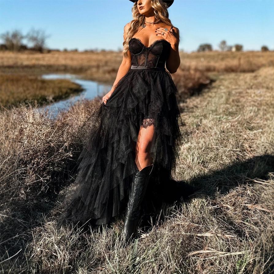 Summer Fishbone Mesh Lace Dress Pure Sexy Dresses