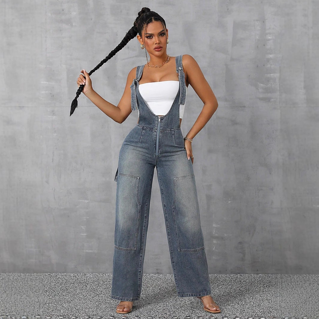 Women's Personalized Hot Overalls Wide Leg Straight Jumpsuits