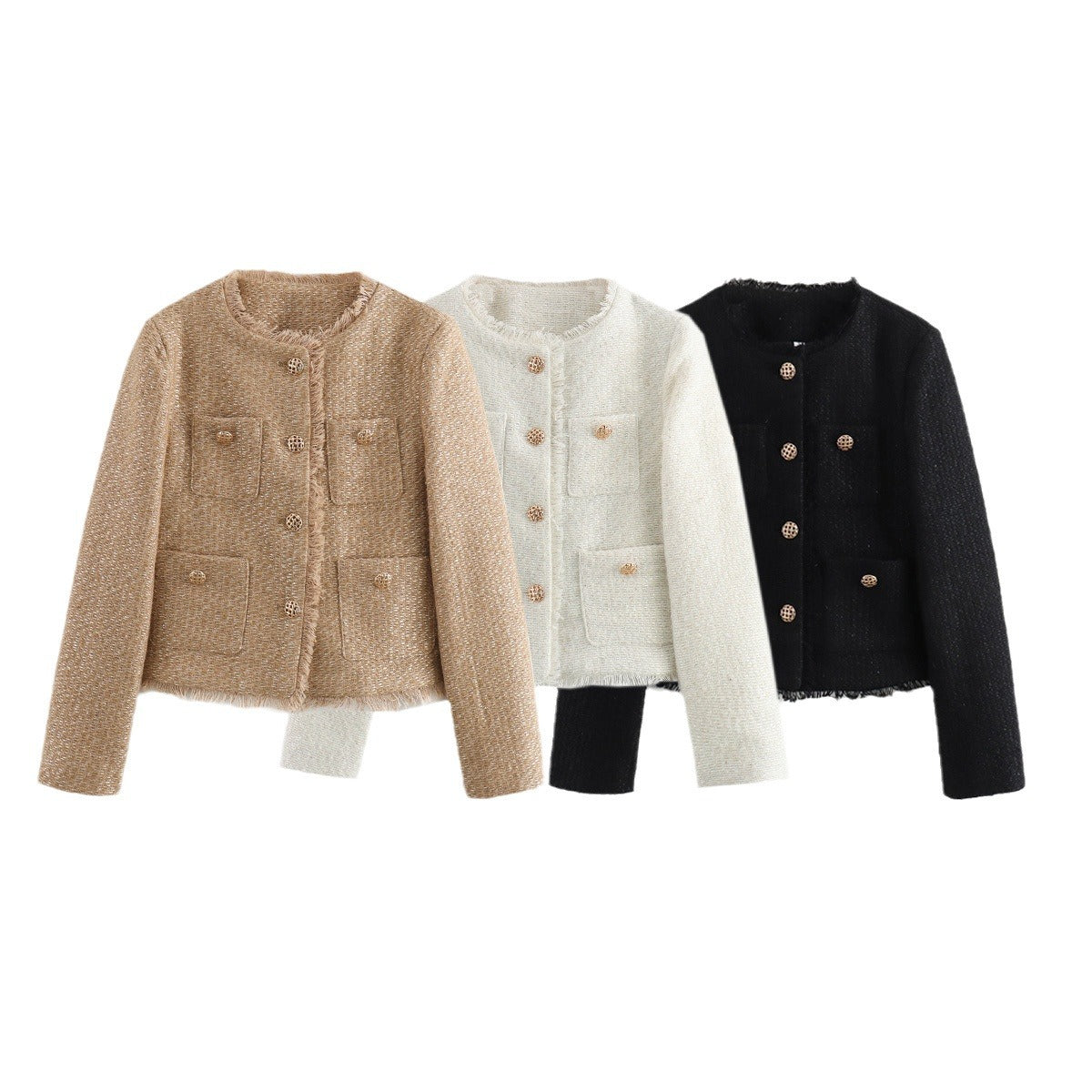 Women's Commute Leisure Round Neck Long Sleeve Single-breasted Burr Coats