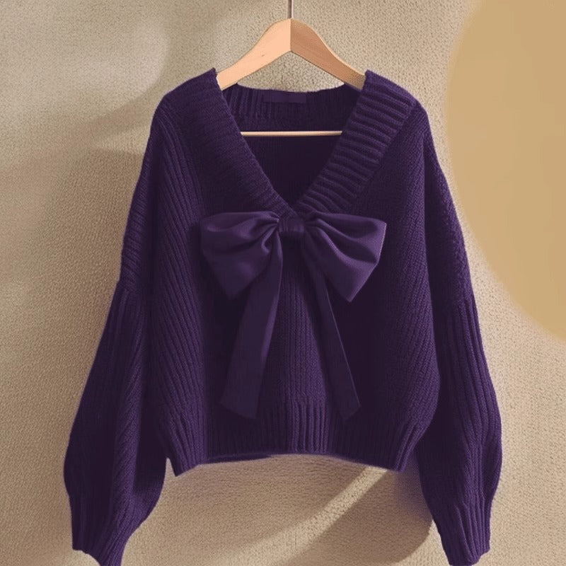 Creative Women's Bow Knitted Idle Style Women's Sweater