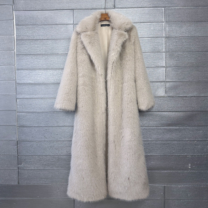 Women's Thick Imitation Plush Furry Fur Extended Coats