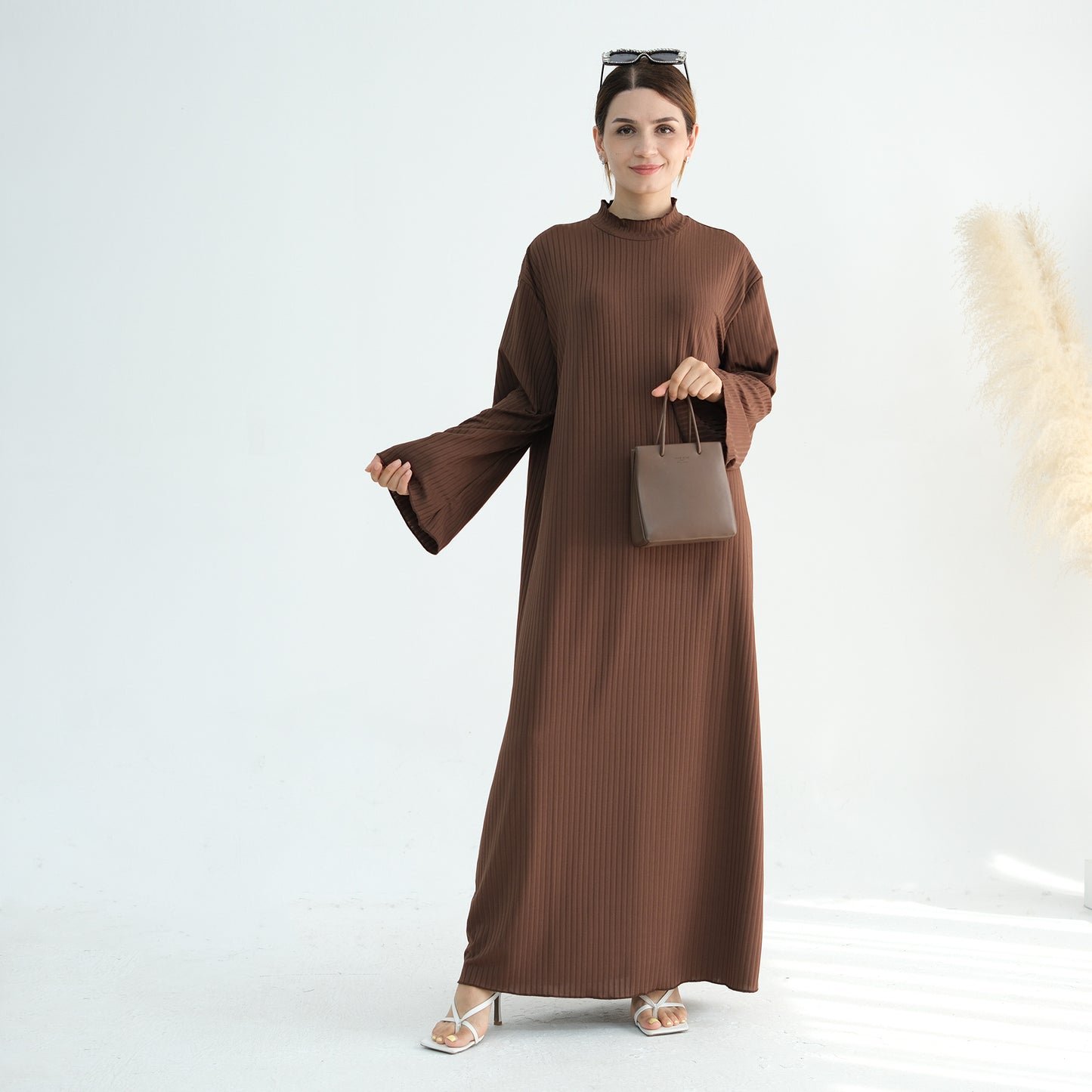 Turkey Multicolor Stand Collar Dress Robe Dresses