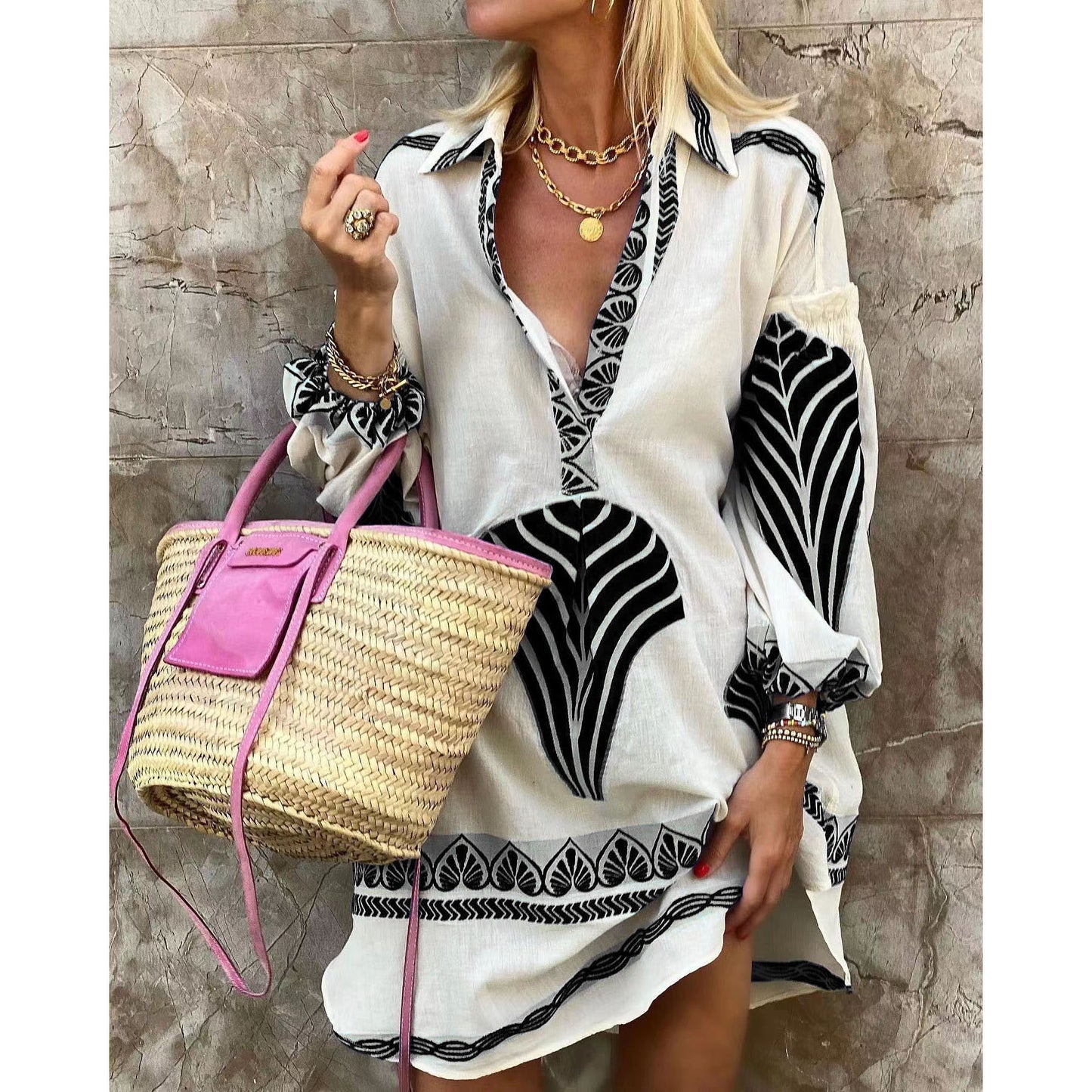Women's Casual Long Shirt Loose Vacation Split Blouses