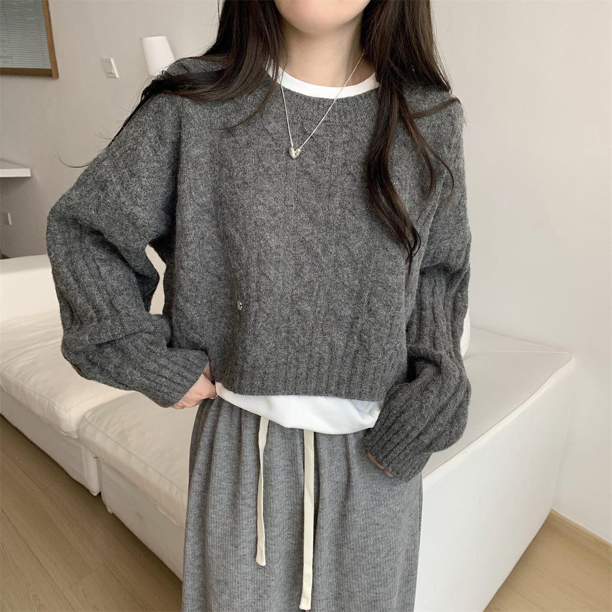 Women's Round Neck Inner Wear Lazy Soft Women's Sweater