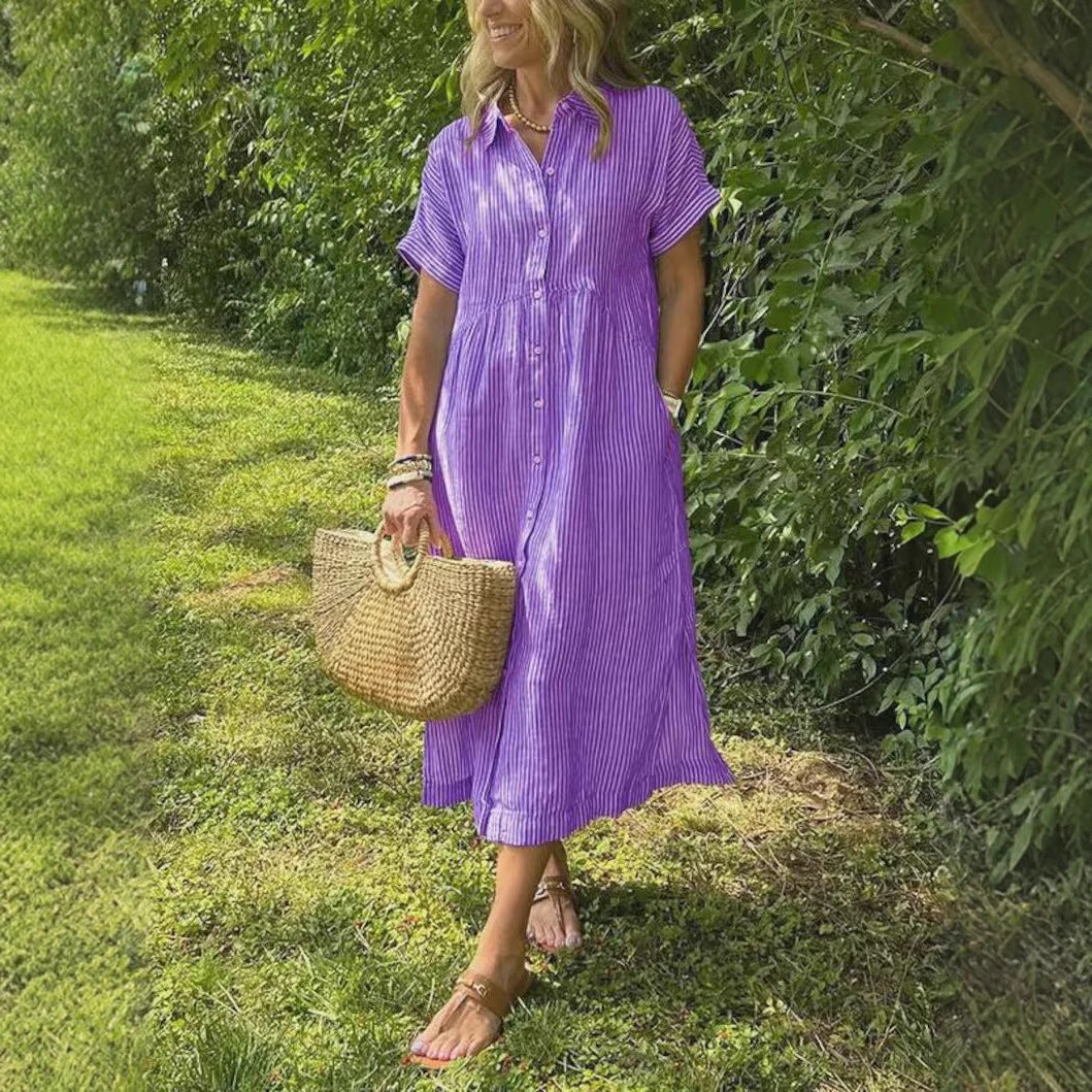 Pretty Elegant Women's Striped Printed Loose Dress