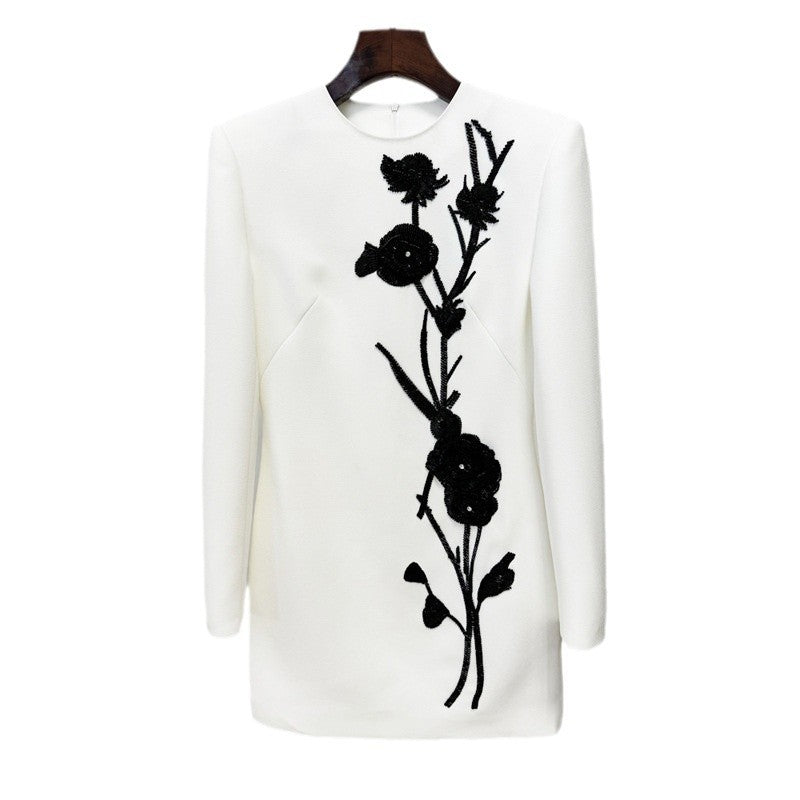 Autumn Fashion Three-dimensional Flower Bead Long Dress