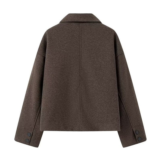 Women's Fashion Casual Polo Collar Versatile Two-tone Coats