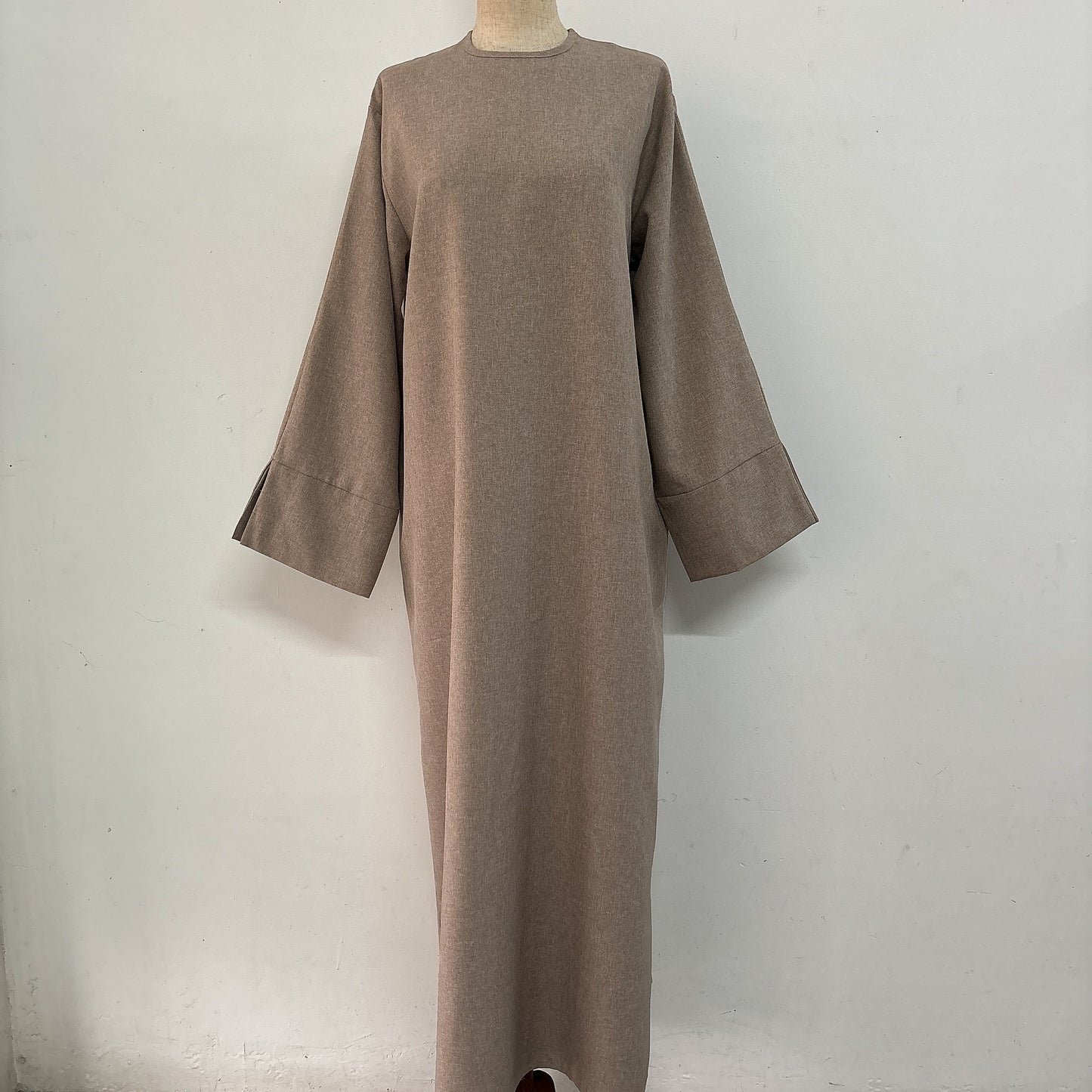 Neck Side Pocket Simple Solid Color Loose Straight Dress