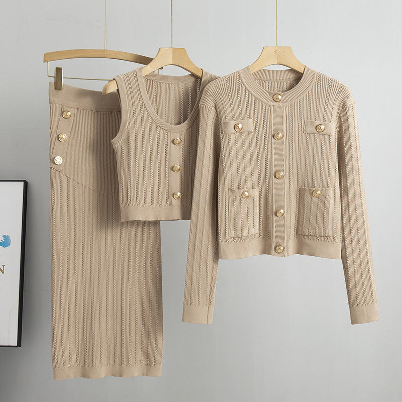 Comfortable Slouchy Women's Knitting Three-piece Set Fashion Casual Suit