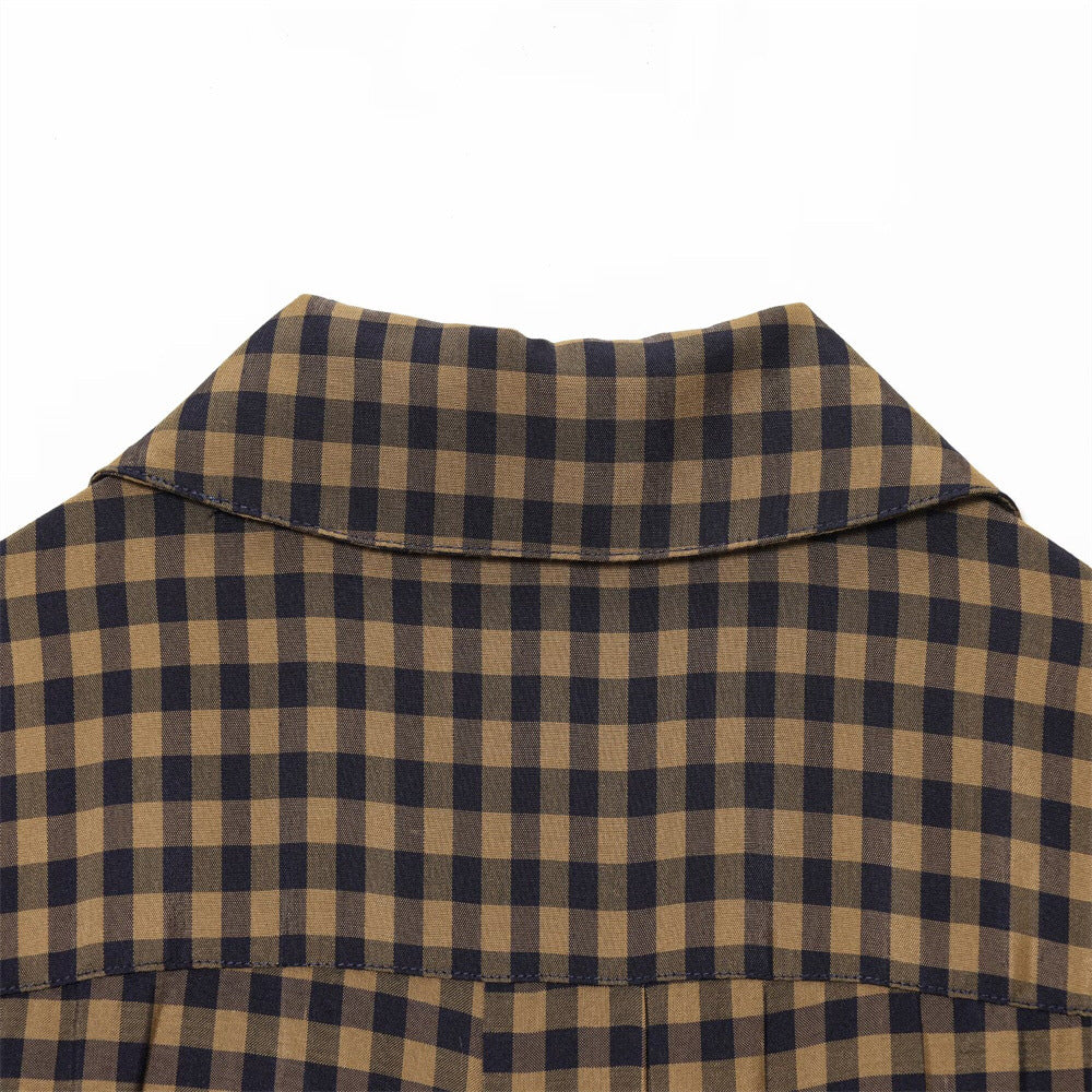 Women's Fashion Polo Collar Long Sleeve Plaid Dresses