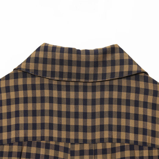 Women's Fashion Polo Collar Long Sleeve Plaid Dresses